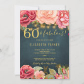 60 en geweldige florale elegant 60e verjaardag kaart (Voorkant)