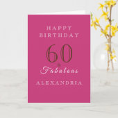 60 en geweldige, roze, elegante verjaardag kaart (Gele Bloem)