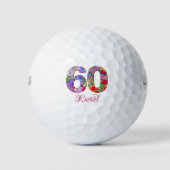 60 en geweldige vriend - Floral verjaardagscadeau Golfballen (Voorkant)