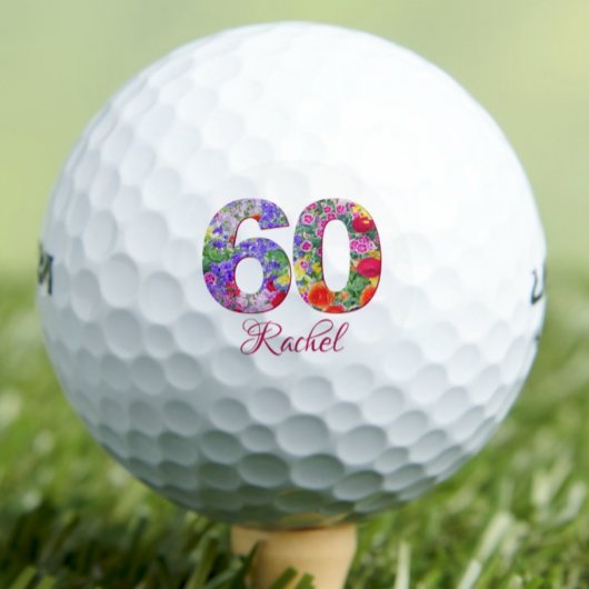 60 en geweldige vriend - Floral verjaardagscadeau Golfballen