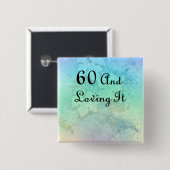 60 en ik hou ervan vierkante button 5,1 cm (Voorkant /achterkant)