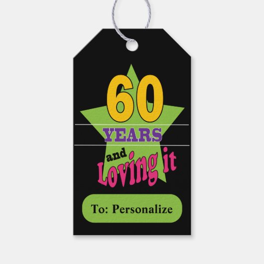 60 en Loving It Cadeaulabel (Voorkant)