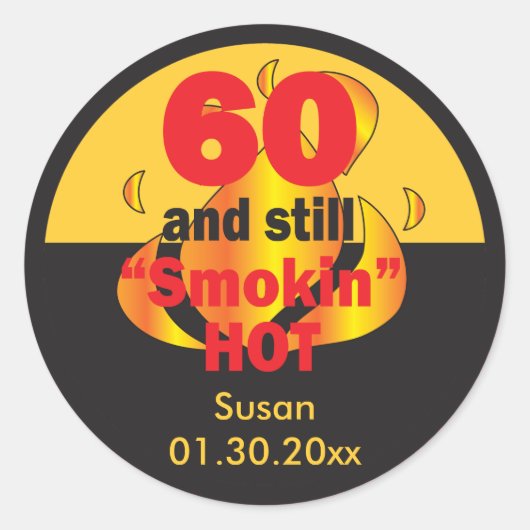 60 en nog steeds rokin Hot | 60e verjaardag Ronde Sticker (Voorkant)