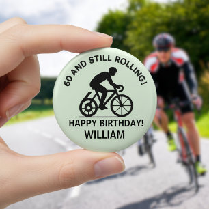 60 en nog steeds rollende fietser 60e verjaardag f ronde button 5,7 cm