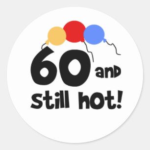 60 en nog warm ronde sticker