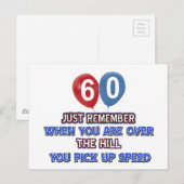 60 en over de heuvel verjaardagsfeestjes design briefkaart (Voorkant / Achterkant)