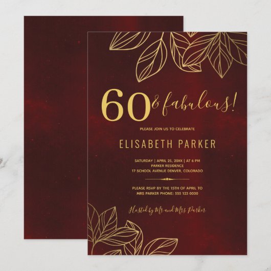 60 en prachtig goud elegant 60ste verjaardagsfeest kaart (Voorkant / Achterkant)