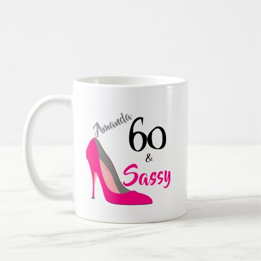 60 en Sassy 60e verjaardag Koffiemok (Links)