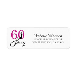 60 en Sassy 60e verjaardag retouradreslabel Etiket