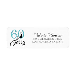 60 en Sassy 60e verjaardag retouradreslabel Etiket