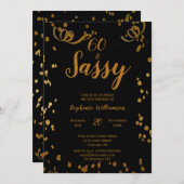 60 en Sassy 60th Birthday Black | Faux Gold Kaart (Voorkant / Achterkant)