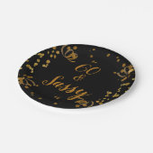 60 en Sassy 60th Birthday Black | Faux Gold Papieren Bordje (Gekanteld)