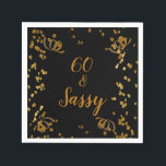 60 en Sassy 60th Birthday Black | Faux Gold Servet<br><div class="desc">60 en Sassy 60th Birthday Black | Faux Gold Glitter Birthday Party Design . Als u de kleur of de stijl van de doopvont of de achtergrondkleur wilt veranderen,  past de klik verder aan het eind van de sjabloon aan. Er zijn overeenkomstige partijbenodigdheden beschikbaar.</div>