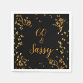 60 en Sassy 60th Birthday Black | Faux Gold Servet (Voorkant)
