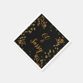 60 en Sassy 60th Birthday Black | Faux Gold Servet (Hoek)