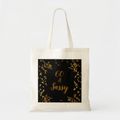 60 en Sassy 60th Birthday Black | Faux Gold Tote Bag (Voorkant)