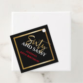 60 EN SASSY Birthday Black Gold Gift Label (In situ)
