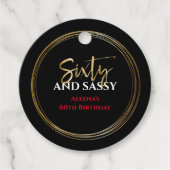 60 EN SASSY Birthday Black Gold Gift Label (Voorkant)