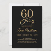 60 en Sassy Black Gold 60e verjaardagsfeest Kaart (Voorkant)