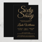 60 en Sassy Black Gold 60e verjaardagsfeest Kaart (Voorkant / Achterkant)