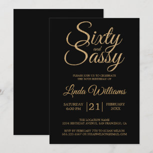 60 en Sassy Black Gold 60e verjaardagsfeest Kaart