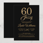 60 en Sassy Black Gold 60e verjaardagsfeest Kaart (Voorkant / Achterkant)