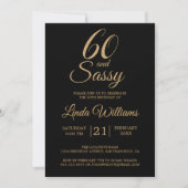 60 en Sassy Black Gold 60ste verjaardagsfeestje Kaart (Voorkant)