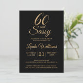 60 en Sassy Black Gold 60ste verjaardagsfeestje Kaart (Staand voorkant)