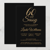 60 en Sassy Black Gold 60ste verjaardagsfeestje Kaart (Voorkant / Achterkant)