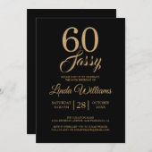 60 en Sassy Black Gold 60ste verjaardagsfeestje Kaart (Voorkant / Achterkant)