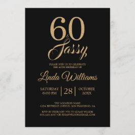 60 en Sassy Black Gold 60ste verjaardagsfeestje Kaart