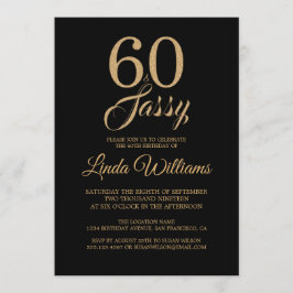 60 en Sassy Black Gold 60th Birthday Party Kaart
