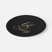 60 en Sassy Black Gold Glitter Verjaardagsfeest Papieren Bordje (Gekanteld)