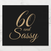 60 en Sassy Black Gold Verjaardag Bier Etiket (Enkel label)