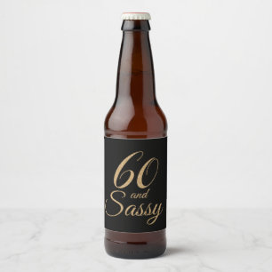 60 en Sassy Black Gold Verjaardag Bier Etiket