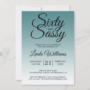 60 en Sassy Blauwgroen Ombre 60th Birthday Kaart