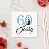 60 en Sassy Blue Glitter Birthday Party Servetten (Insitu)