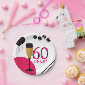 60 en Sassy Champagnefluit Papieren Bordje (Feest)