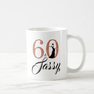 60 en Sassy Copper Glitter 60th Birthday Koffiemok