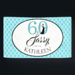 60 en Sassy Custom 60ste verjaardag Blauwe Glitter Spandoek<br><div class="desc">Elegante 60 en brutale gepersonaliseerde 60e verjaardag party banner, de woorden 60 en sassy zijn in turquoise blauwe glitters en zwart. De achtergrond is een blauw en wit diamant patroon. U kunt deze banner gemakkelijk aanpassen met uw naam. Overeenkomstige producten zoals 60e verjaardag uitnodigingen en 60e verjaardag party benodigdheden zijn...</div>
