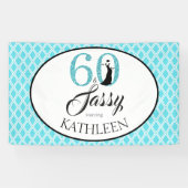 60 en Sassy Custom 60ste verjaardag Blauwe Glitter Spandoek (Horizontaal)