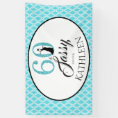 60 en Sassy Custom 60ste verjaardag Blauwe Glitter Spandoek (Verticaal)