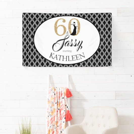 60 en Sassy Custom 60ste verjaardag Spandoek (Insitu)