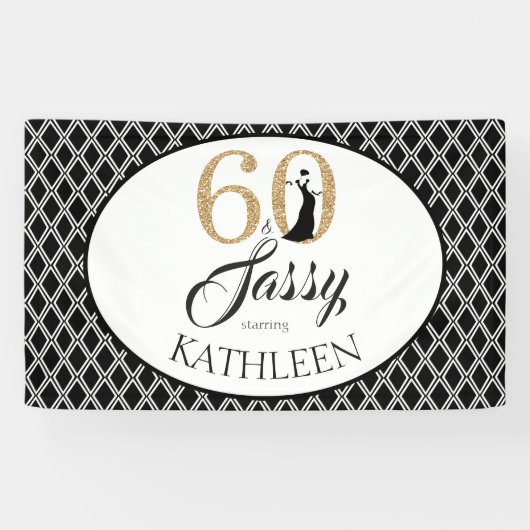 60 en Sassy Custom 60ste verjaardag Spandoek (Horizontaal)