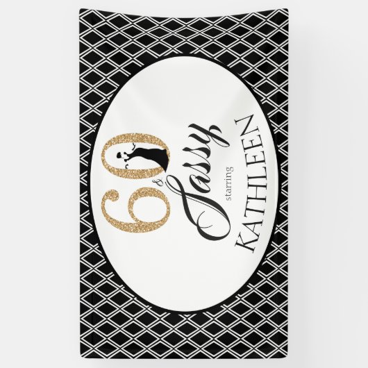60 en Sassy Custom 60ste verjaardag Spandoek (Verticaal)