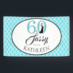 60 en Sassy Custom 60th Birthday Blue Glitter Spandoek<br><div class="desc">Elegant 60 en sassy personalized 60e verjaardagsbanner, de woorden 60 en sassy zijn in turquoise blue glitter en zwart. De achtergrond is een blauw en wit diamantpatroon. U kunt deze banner met jouw naam gemakkelijk aanpassen. In onze winkel zijn er vergelijkbare producten beschikbaar, zoals uitnodigingen voor 60e verjaardag en benodigdheden...</div>