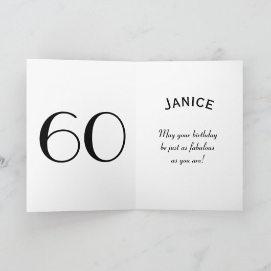 60 en Sassy Eenvoudige Stijl Aangepaste Kleur A04 Kaart (Binnen)