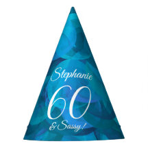 60 en Sassy Elegant Ocean Blue Birthday