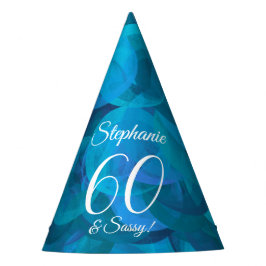 60 en Sassy Elegant Ocean Blue Birthday Feesthoedjes