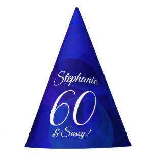 60 en Sassy Elegant Royal Blue Birthday Feesthoedjes
